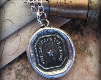 Star Necklace ~ Watch Over The One I Love - Star Wax Seal Pendant Necklace - Star Necklace  F110