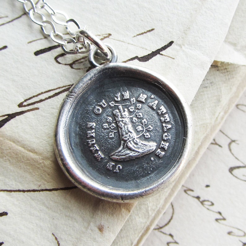 Till Death Do Us Part Wax Seal Necklace Attached Until Death antique french wax seal jewelry Woodbine & Oak, marriage and engagement image 5