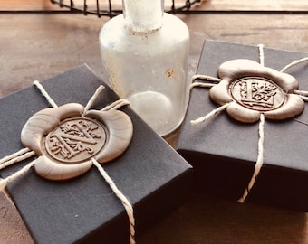 Wax Seal Jewelry Gift Wrap - Personalized Initial Organic Box