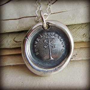 Happy in All Winds Wax Seal Necklace - Silver Antique Wax Seal Jewelry