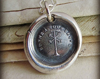 Happy in All Winds Wax Seal Necklace - Silver Antique Wax Seal Jewelry