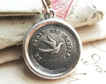 Swallow Wax Seal Necklace | Swallow Jewelry | optimistic and kindhearted | Antique Wax Seal Jewelry | Thoughtful Gift | Meaningful Jewelry