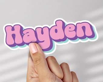 Groovy Font Style Custom Name Sticker, Personalized Decal, Vinyl Sticker, Custom Label Sticker, Water Resistant