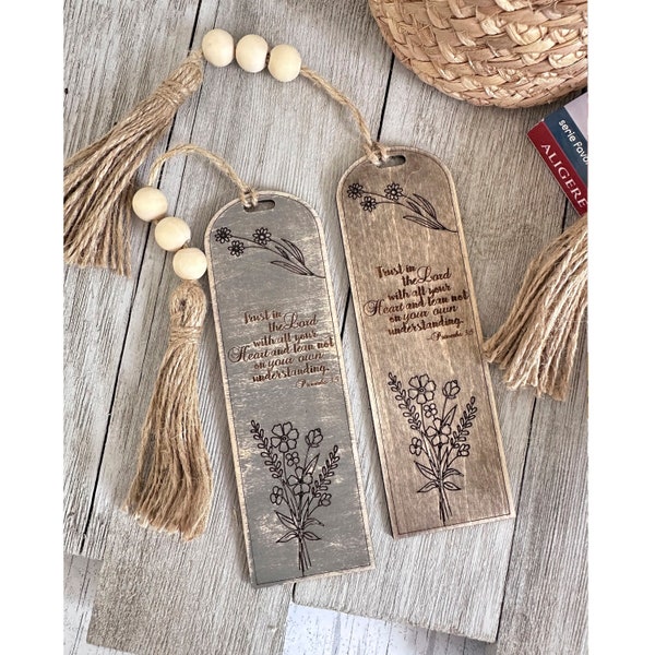 Custom Wood Bookmarks with Tasse| Psalm Wooden Bookmark| Gift for Reader| Religious Bookmark| Engraved Psalm Gift| Religious Gift| Bookmark