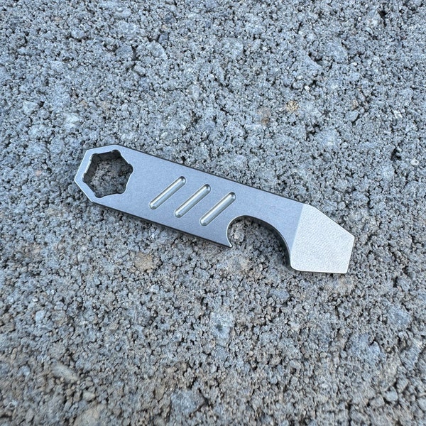Titanium EDC Keychain - Multitool with Bottle Opener, Screwdriver, and Pry Bar - Compact Travel Tool