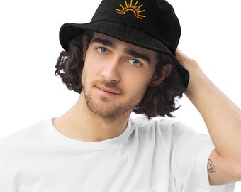 Embroidered Sunshine Denim bucket hat