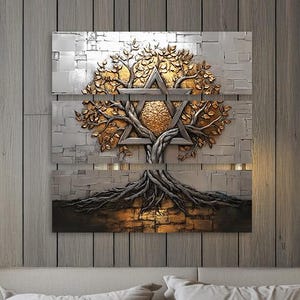3-piece Acrylic Jewish wall art, Tree of life Art, Modern Judaica Wall Art Decor, gift for jewish home judaica acrylic print