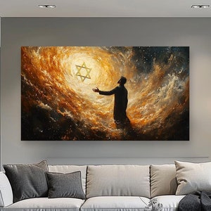 Jewish Man Praying Canvas Art: Judaica Wall Decor, Gift from Israel