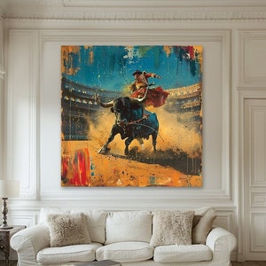 Matador Bullfighting Canvas Print: Abstract Home Decor Wall Art