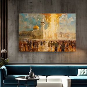 Jewish Wall Art - Abstract Design Inspired by Old Jerusalem jerusalem print and Its Pilgrims | kotel art | judaic art wall hangings