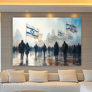 Israeli Flag Canvas Art: Jewish Home Decor, Judaica Wall Hanging, patriotic gift from israel