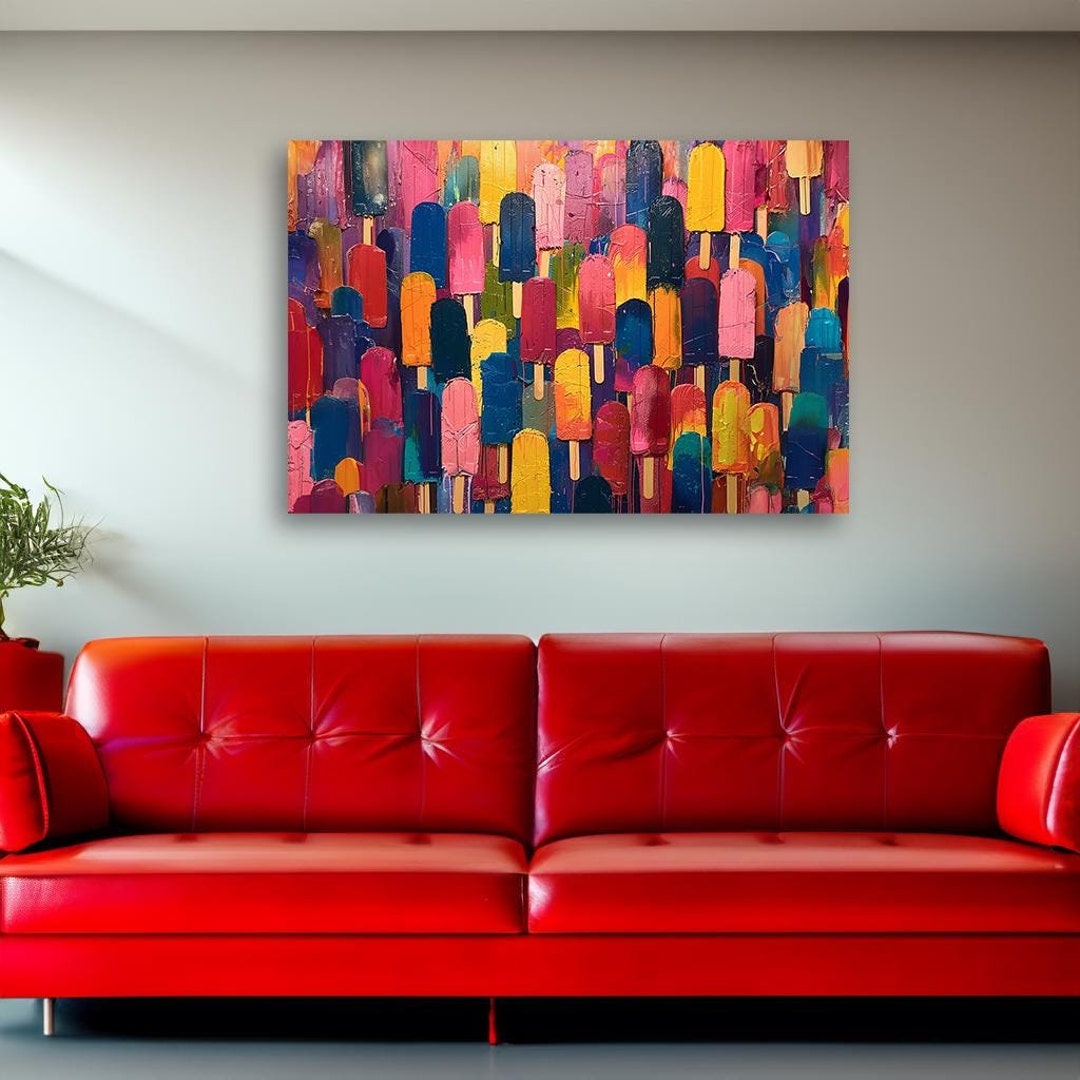 Unique Modern Wall Art Abstract Popsicle Pop Art Print, Contemporary Colorful Home Decor ...