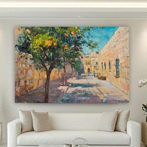 Jerusalem art large jewish art Jerusalem Wall Art, Old City Alley Print, Judaica Wall Art Jewish Living Room decor , israel wall art