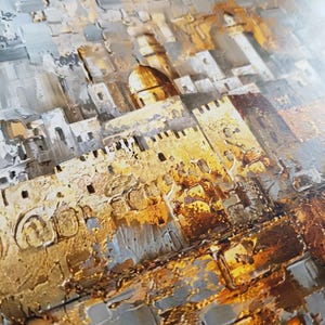 Framed Jerusalem art for Jewish home decor | Modern Judaica wall art | contemporary judaica art for living room image 3