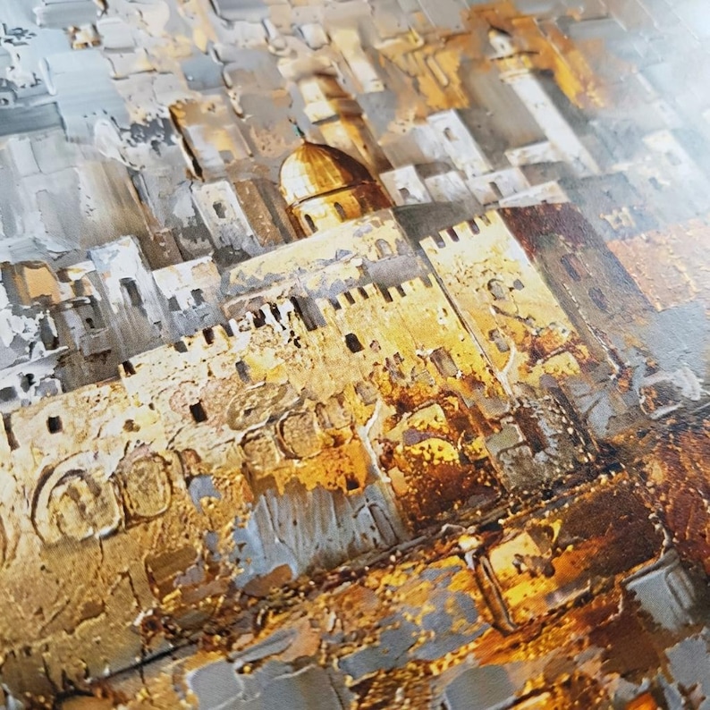 Framed Jerusalem art for Jewish home decor | Modern Judaica wall art | contemporary judaica art for living room image 3