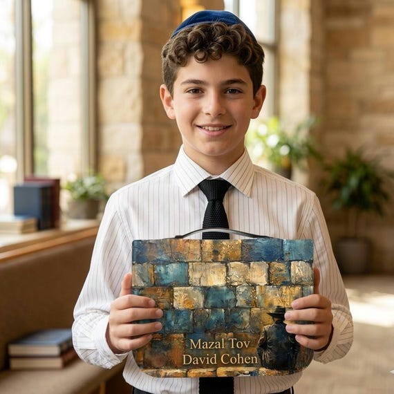 Personalized Bar Mitzvah gift | custom Bible Case, kotel design Tanakh Cover from Israeli Artisrs