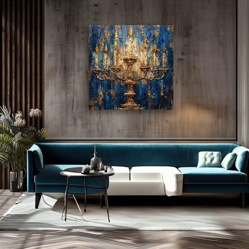 Temple Menorah Wall Ar Jewish Canvas Judaica Wall Art Home Decor