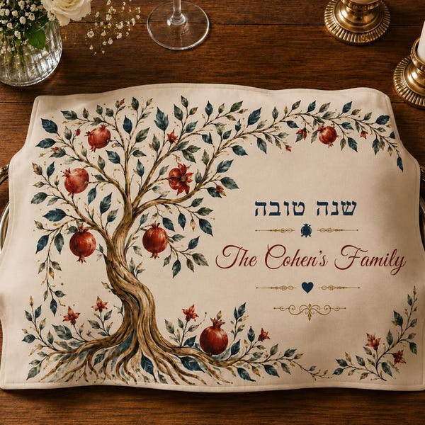 Rosh hashanah challah cover gift | Presonalized gift for Jewish Family home  | shabbat Table Decor