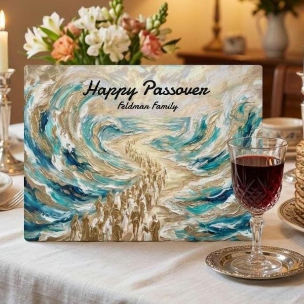Passover Matzah Cutting Board  | Personalized Pesach gifts | Seder decor | Moses parting red sea