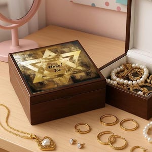 Star of David Jewelry Box: Bat Mitzvah Keepsake, Judaica Gift