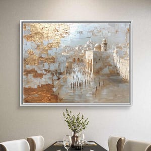 Jerusalem Canvas Art for Jewish Home Decor, Judaica Wall Hanging