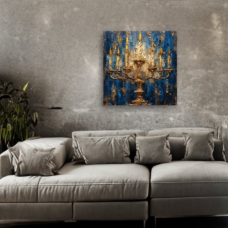 Temple Menorah Wall Ar Jewish Canvas Judaica Wall Art Home Decor