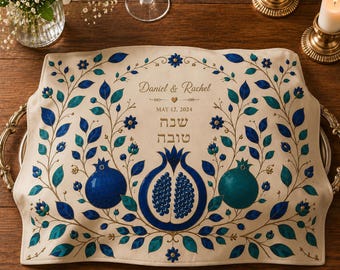 Funda personalizada para jalá de Rosh Hashaná para regalo de pareja judía recién casada / regalo de boda judía / decoración de mesa de Shabat / regalo hebreo