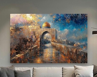 Jerusalem Canvas Wall Art: Jewish Home Decor, Gift from Israel, historic israel art