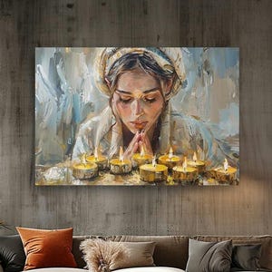 Shabbat Shalom Canvas Art: Jewish Blessing, Modern Home Decor