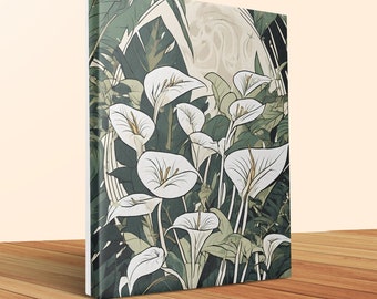 Tropischer Dschungel Kunstdruck, Calla und Palmen Wanddekoration, Natur inspirierte Dekoration