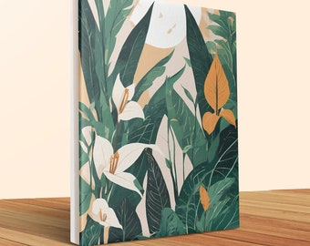 Botanischer Wandkunstdruck, Poster mit tropischen Blättern und Blumen, moderne Wohndekoration, von der Natur inspiriertes ästhetisches Kunstwerk