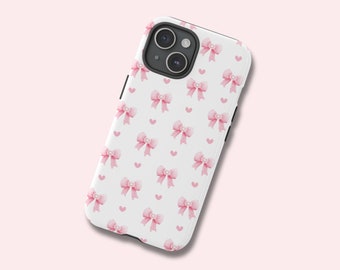 Coquette Phone Case Bows and Hearts Coquette iPhone Case Cute Pink Girly Tough Cases iPhone Samsung Phone Case Google Pixel Phone Case