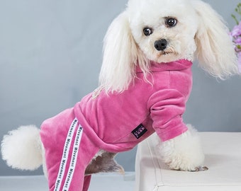 Abbigliamento per cani per cani di piccola taglia Gatti Abbigliamento invernale caldo per animali domestici Tute in morbido velluto Cuccioli per ragazze Felpe con cappuccio Tuta Felpa Chihuahua