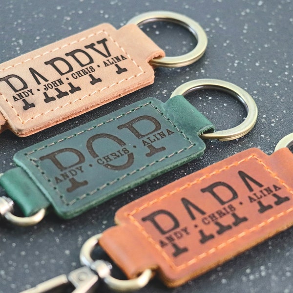 PAPA KEYCHAIN, Leather Keychain, Papa Gift, Gifts for Papa, Papa CHRISTMAS Gifts, Papa Gifts, Custom Papa Christmas Keychain, Father gift