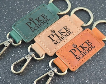 School Logo Keychain, Personalized Library Logo Keychain, Leather Keychain for Churches, Keychain for Fundraising,Merch Keychain Party Favor