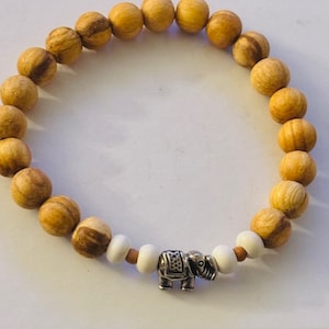 Palo Santo Authentic Beaded Bracelet Natural Aromatic Peru Blessed Wood Elephant Charm Handmade to Order