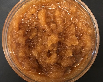 Whipped Honey Almond Brown Sugar and Shea Butter Scrub  Gentle Polish Exfoliating Skin Softening Self Care Spa Quality 8 oz