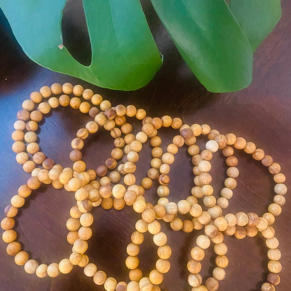 Palo Santo Authentic Beads Beaded Bracelet Natural Aromatic Peru Blessed Wood Handmade to Order