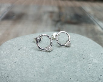 Circle Studs, Silver Studs, Hoop Studs, Silver Earrings, Sterling Silver Hoop Earrings, Round Earrings, Ring Studs