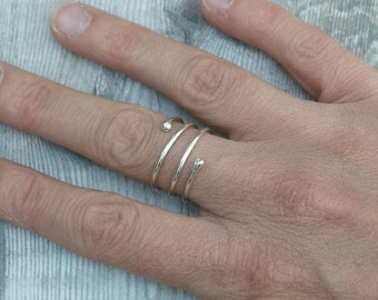 Anillo de plata, anillo espiral, anillo envolvente, anillo ancho, anillo envolvente, anillo ajustable, anillo giratorio, anillo de plata esterlina
