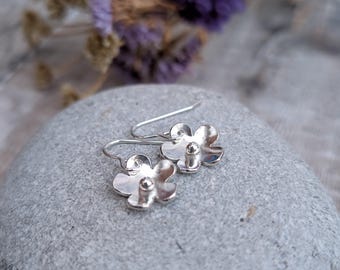 Silver Flower Earrings - Silver Earrings, Flower Earrings