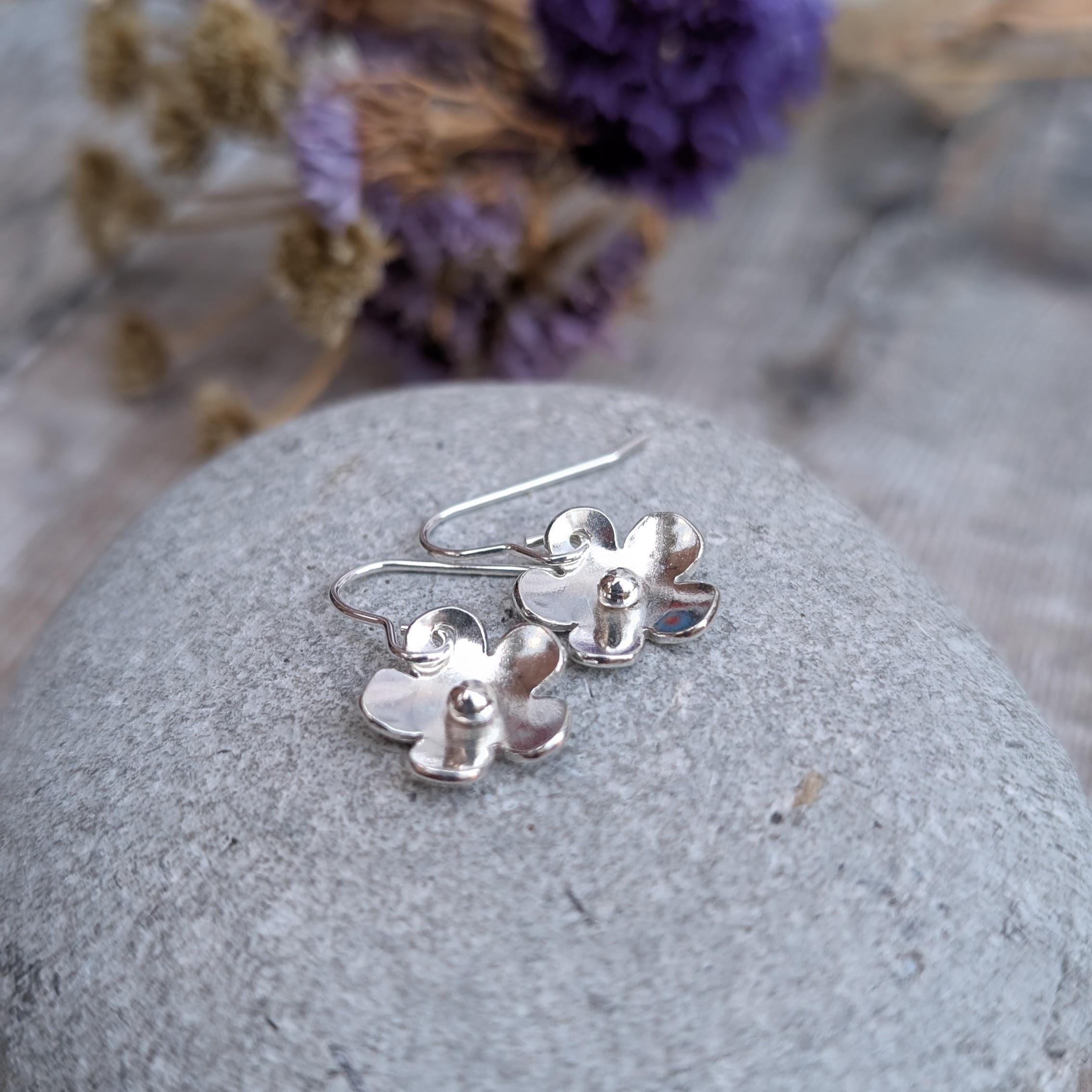 Silver Flower Earrings - Silver Earrings, Flower Earrings