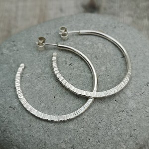 Sterling Silver Large Textured Hoops, Silver Hoop Earrings, Large Hoop Earrings, Textured Earrings, Silver Earrings, Hoop Earrings image 1