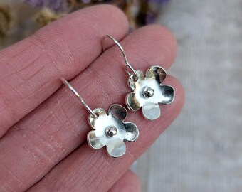 Silver Flower Earrings - Silver Earrings, Flower Earrings