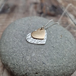 Silver Heart Necklace, Gold Heart Necklace, Gold Necklace, Two Heart Necklace, Heart Pendant, Silver Pendant, Gift For Her, Anniversary Gift