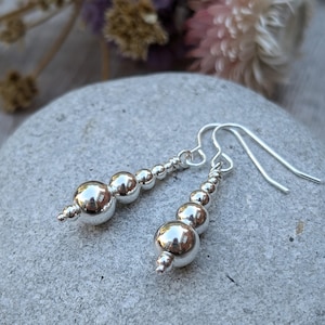 Silver Bead Drop Earrings - Silver Earrings, Handmade Earrings, Recycled Sterling Silver, Drop Earrings, Gift For Her