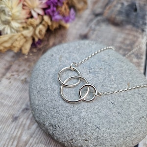 Silver Three Linked Circle Necklace - Silver Necklace, Circle Necklace, Linked Necklace, Handmade Jewellery, Gift For Her
