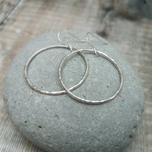 Large Sterling Silver Hammered Hoop Earrings , Circle Earrings, Large Earrings, Silver Earrings, handmade, jewellery, gift, present, for her