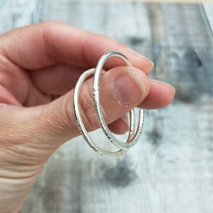 Sterling Silver Large Textured Hoops, Silver Hoop Earrings, Large Hoop Earrings, Textured Earrings, Silver Earrings, Hoop Earrings image 2