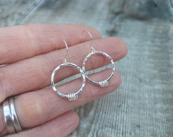 Circle Earrings, Hoop Earrings, Silver Earrings, Hammered Hoop Earrings, Gift For Her, Bridesmaid, Mothers Day, Wedding Jewellery